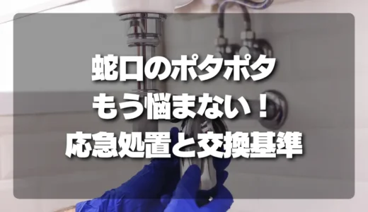 蛇口のポタポタ水漏れ、もう悩まない！応急処置から自分でできる部品交換の判断基準まで徹底解説