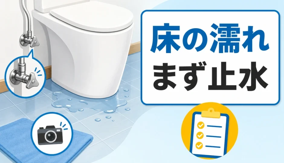 トイレの床が濡れたときに止水を促すサムネイル