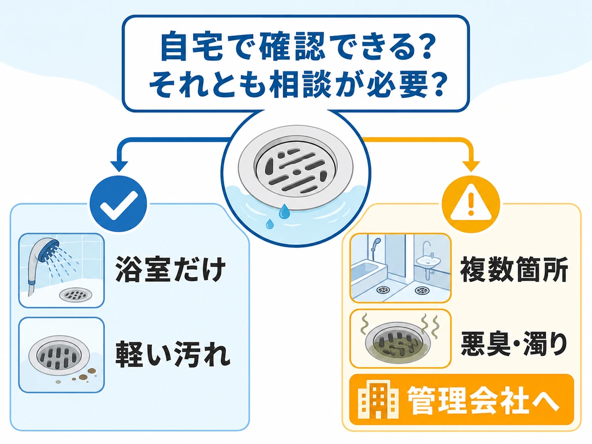 浴室だけの軽い汚れと複数箇所の逆流を分ける相談判断チャート