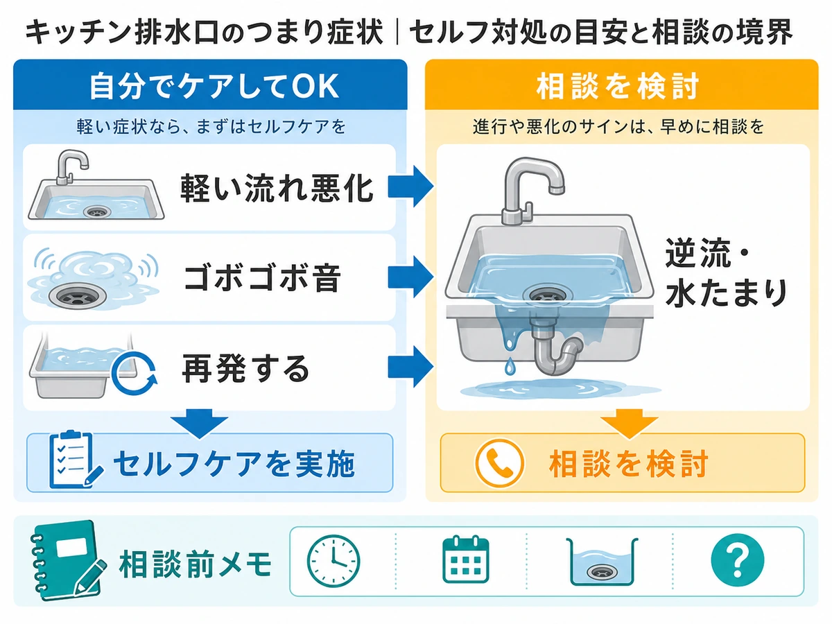 キッチン排水管の詰まりで相談した方がよいサイン