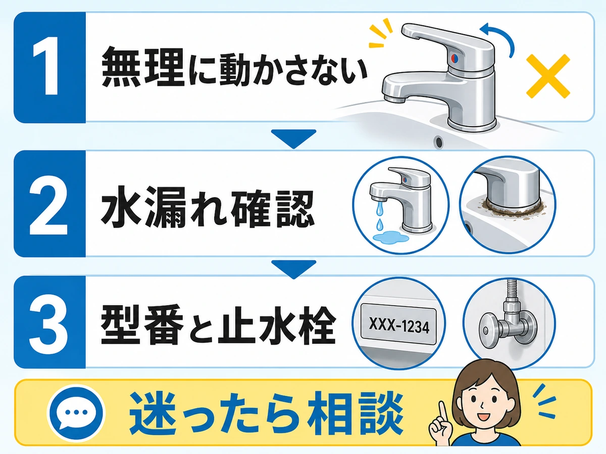 洗面台の蛇口が固い時に最初に確認する順番