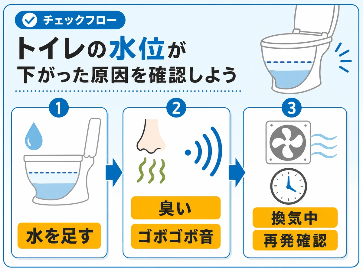 トイレの水位が下がったときの確認順