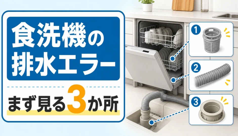 食洗機の排水エラーでまず見るフィルター、ホース、排水口の3か所