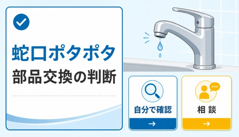 蛇口のポタポタ水漏れで部品交換を判断するサムネイル画像