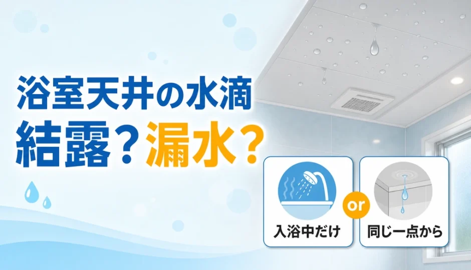 浴室天井の水滴が結露か漏水かを見分ける確認点