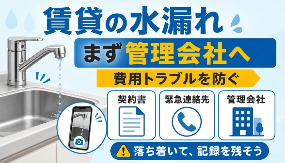 賃貸の水漏れで管理会社への連絡と写真記録を確認するサムネイル