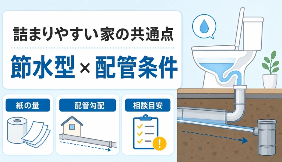 トイレが詰まりやすい家の共通点と節水型・配管条件の確認ポイント