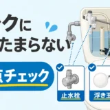 トイレタンクに水がたまらない時の3点チェックを示す図解