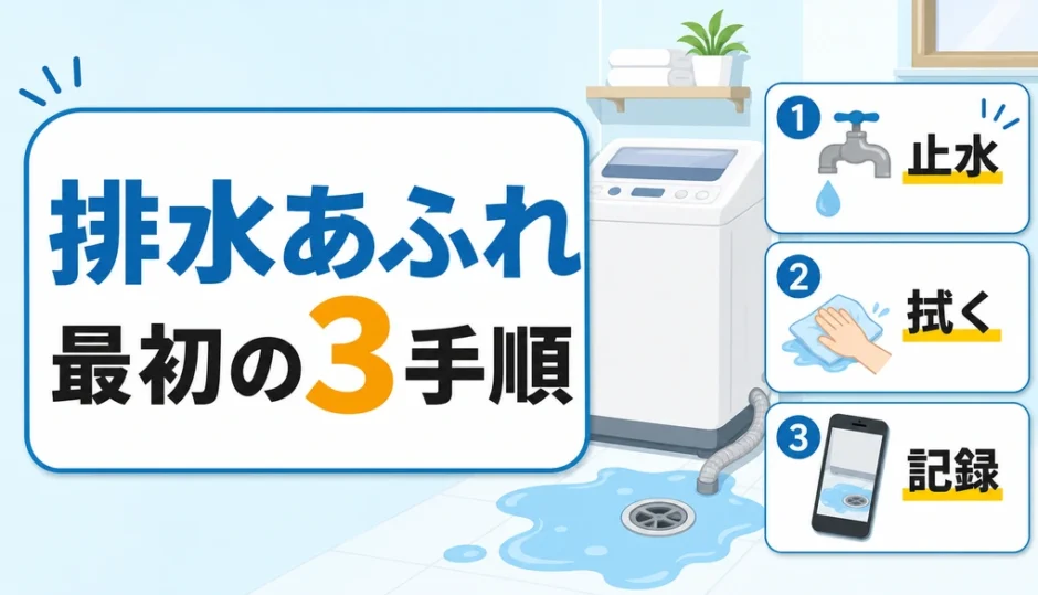 洗濯機の排水があふれた時の最初の3手順