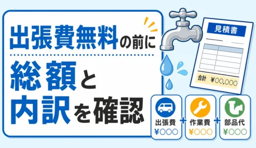 水道修理の出張費無料表記より総額と内訳確認を優先する説明画像