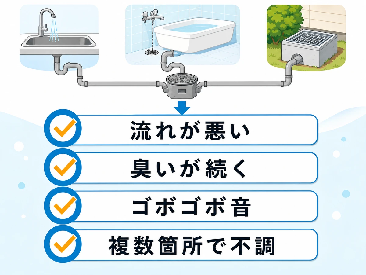 排水管洗浄が必要な家の特徴を確認するチェックフロー