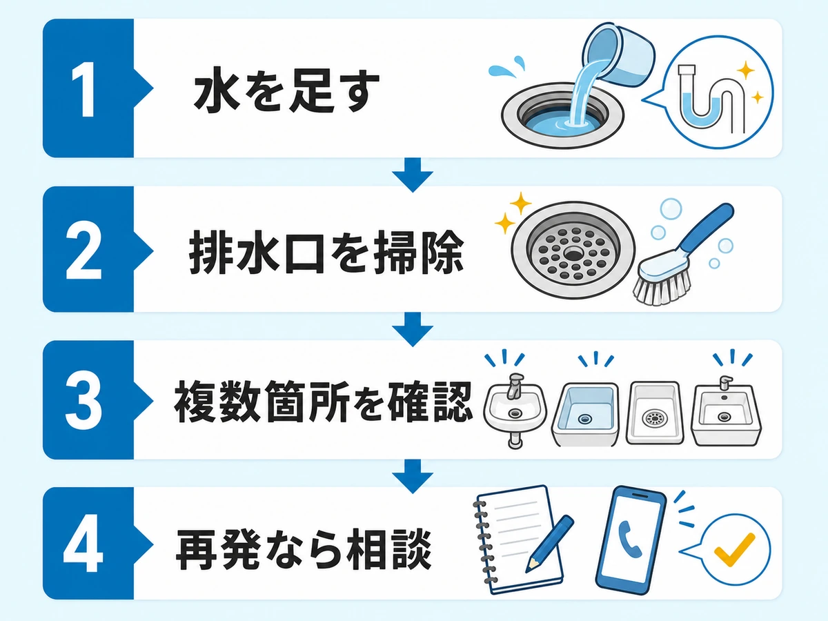 排水管のゴボゴボ音と悪臭が出たときの確認順