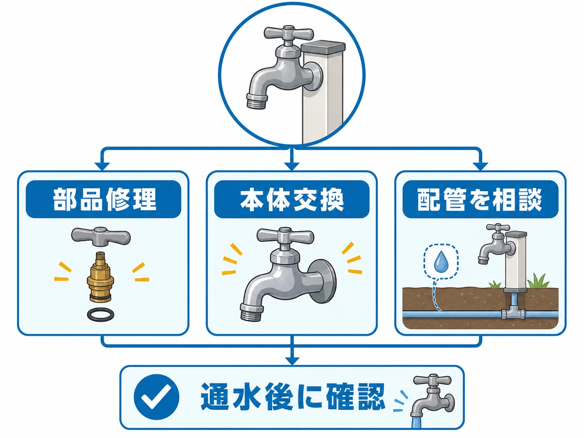 外水栓の部品修理・本体交換・配管相談を分ける判断チャート