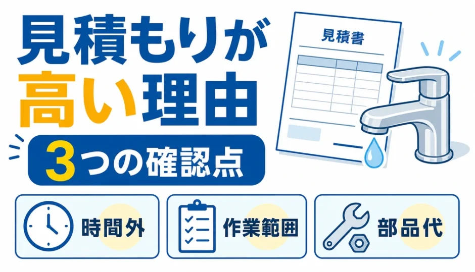 水道修理の見積もりが高くなる理由を示す説明図