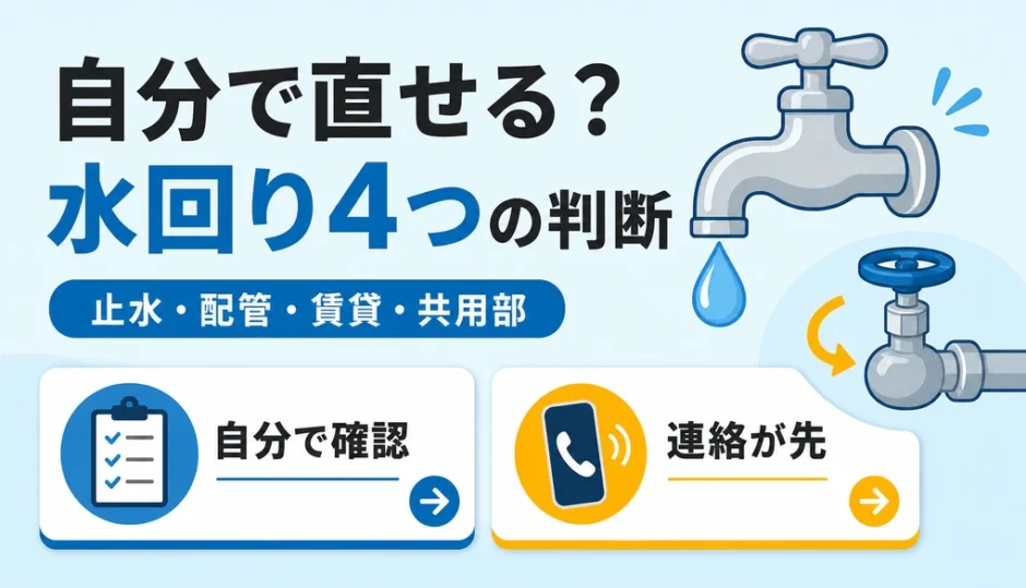 水回りトラブルを自分で直せるか4つの基準で判断する図