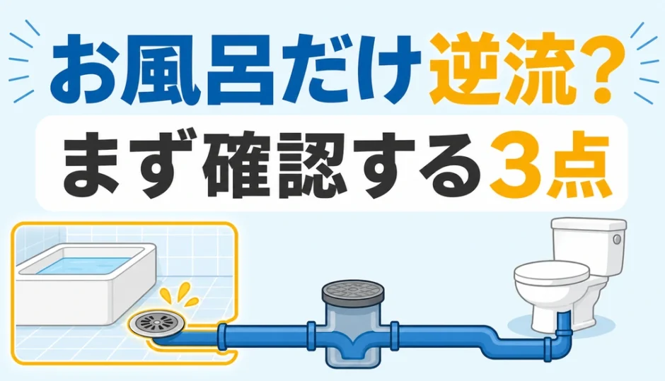 お風呂だけ逆流する時の確認ポイントを示すサムネイル
