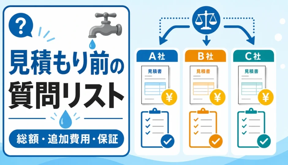 水道修理の相見積もりで総額・追加費用・保証を確認する質問リスト