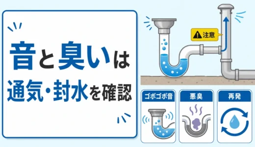排水管のゴボゴボ音と悪臭の原因は？通気管・封水の確認順