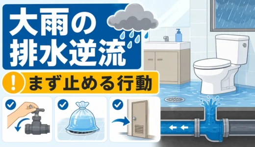 大雨で排水が逆流したら？水を流す前の確認と対処法