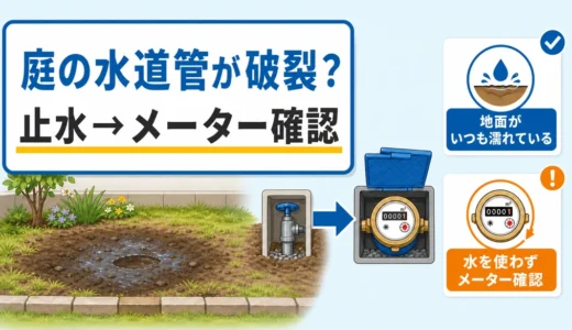 庭の水道管が破裂？地面の湿り・陥没から漏水を確認する手順