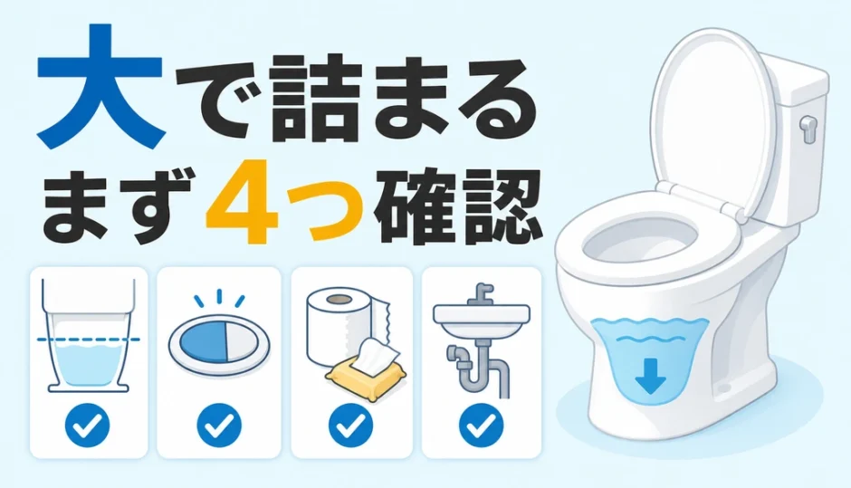 大を流すとトイレが詰まるときに確認する4項目