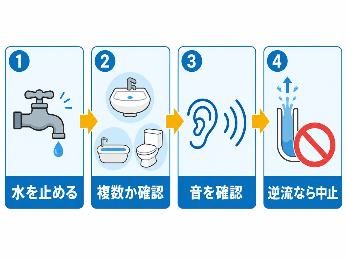 複数の排水が同時に遅いときの4段階の確認順