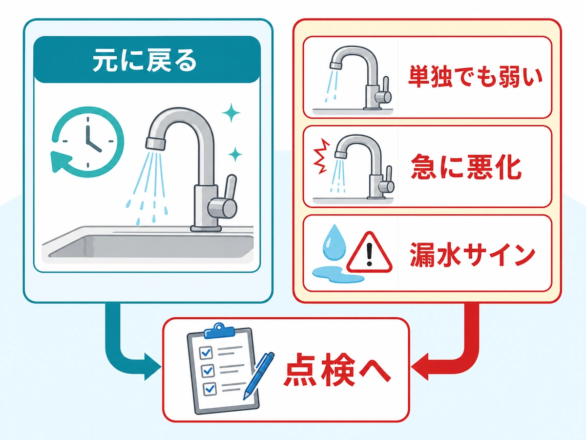 様子見できる状態と点検を頼みたいサインを分ける判断図