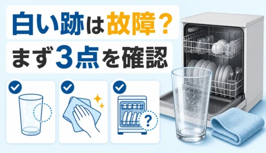 食洗機の乾燥後に白い跡が残る原因は？水垢・洗剤残り・故障の見分け方