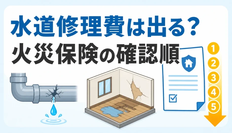 水道修理費と火災保険の確認順を示す図