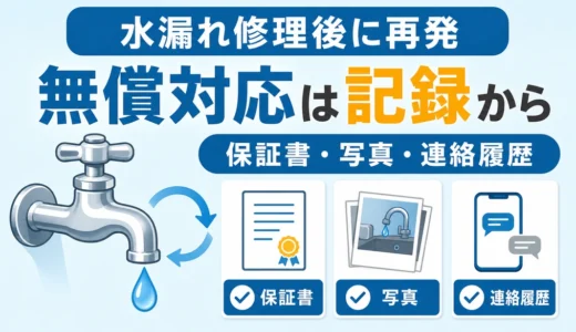 水漏れ修理後に再発したら？無償対応を頼む手順と記録の残し方