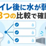 トイレ後にキッチンの水が弱くなるときの3つの確認を示す図