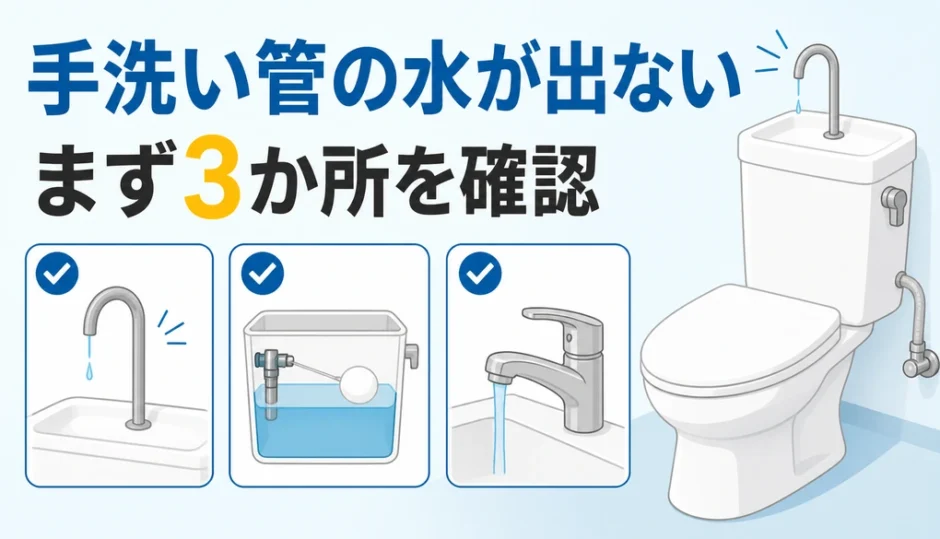 トイレの手洗い管から水が出ない・細いときの確認手順と対処法