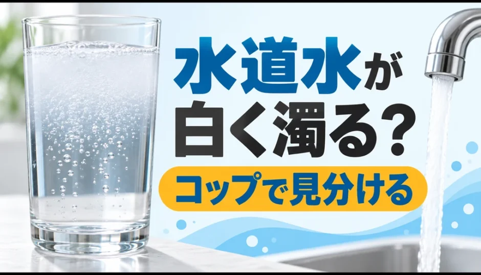 白く濁る水道水をコップで見分けるサムネイル